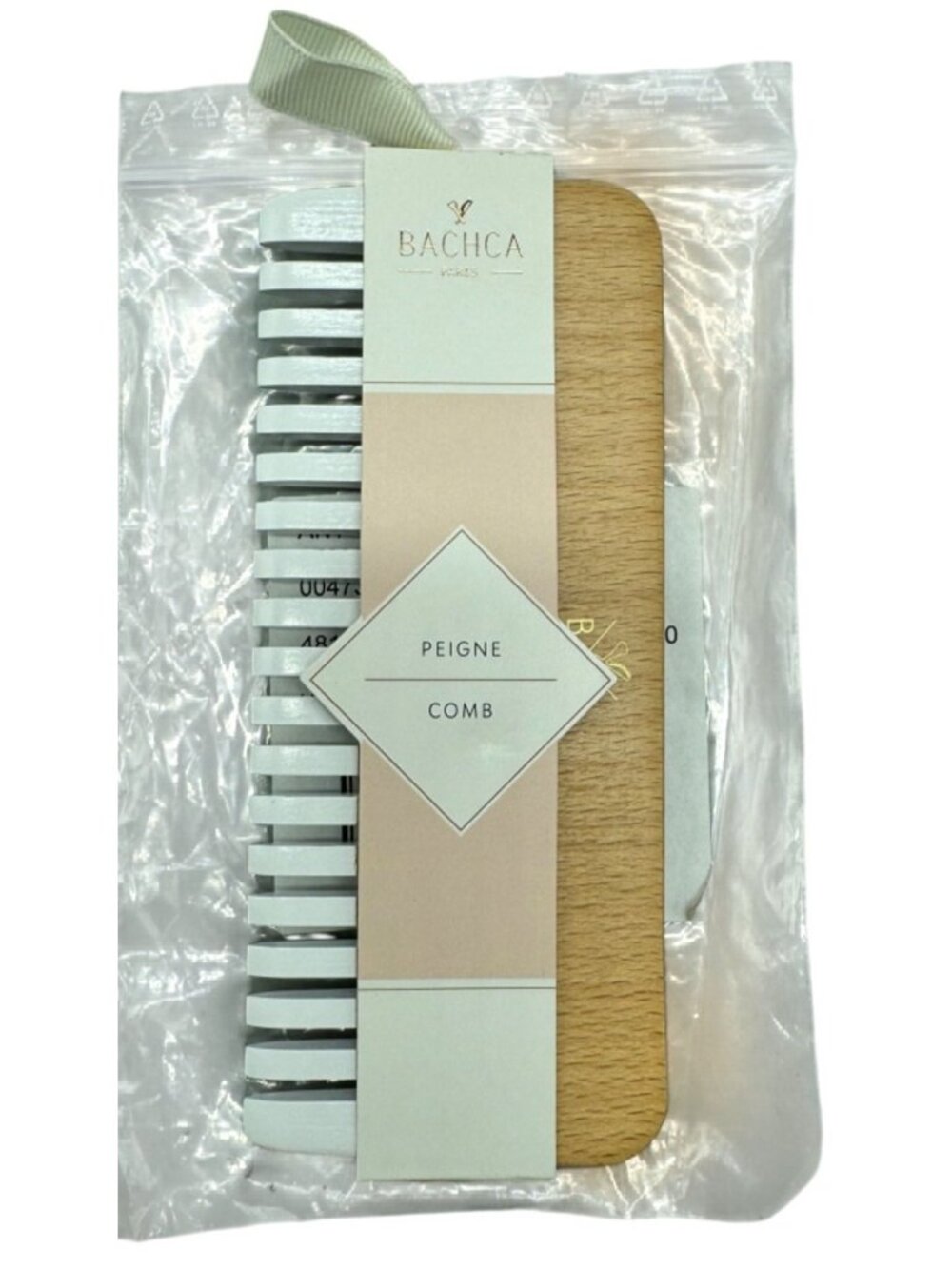Bachca Paris Wide Tooth Detangling Comb For Thick Hair Wooden Handle White READ